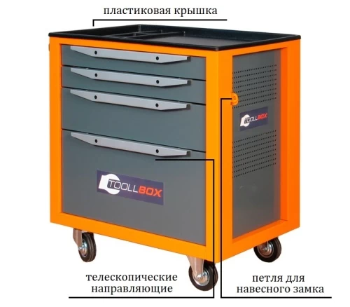 Тележка инструментальная ToollBox TBS-4 (синяя)